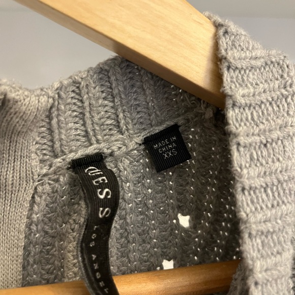 GUESS, Cropped Grey Sweater with full back silver zip detail, XXS - Picture 3 of 4